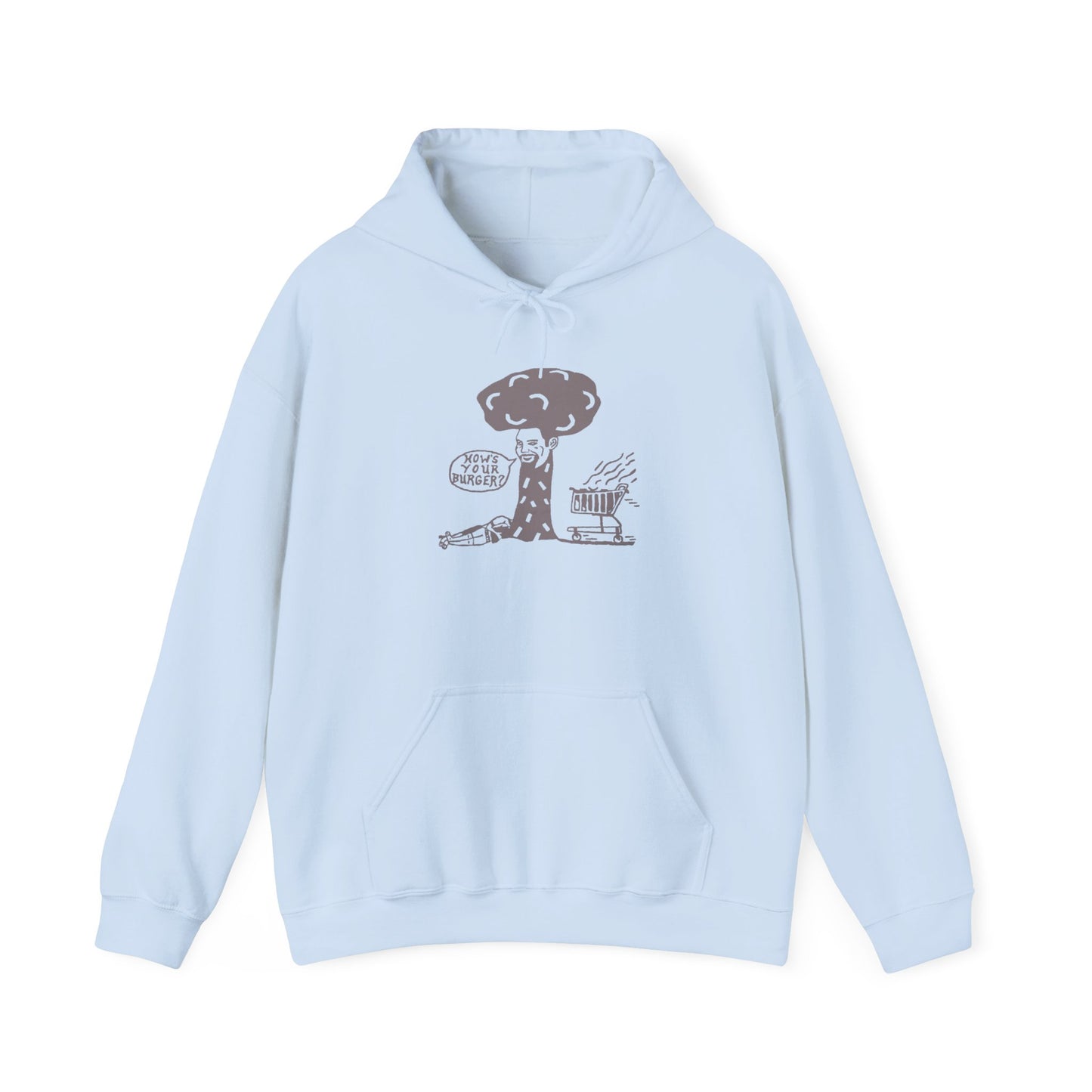 Barkopalooza 2005 - How's Your Burger Hoodie in Light Blue | Genius Mangoes