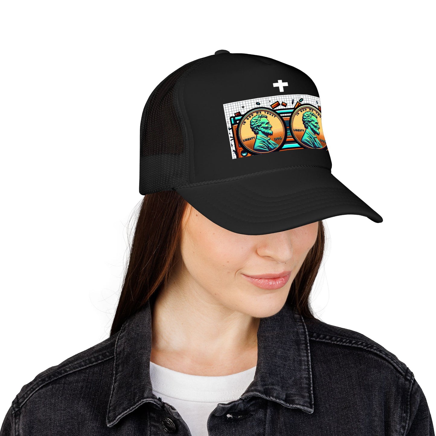 Nine Five Plus Four Pennies Foam Trucker Hat - lifestyle view | Genius Mangoes