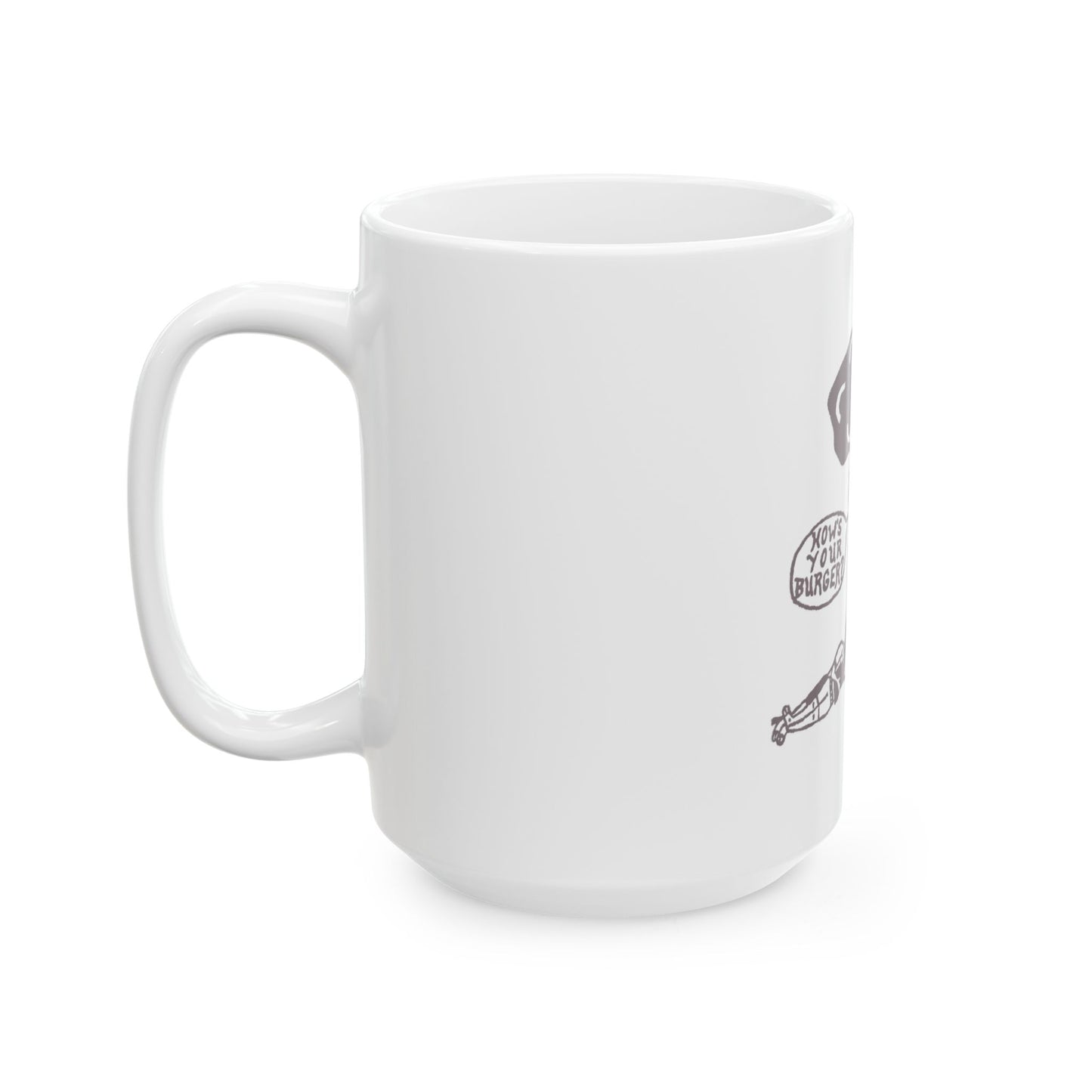 Barkopalooza 2005 - How's Your Burger Coffee Mug - lifestyle view | Genius Mangoes