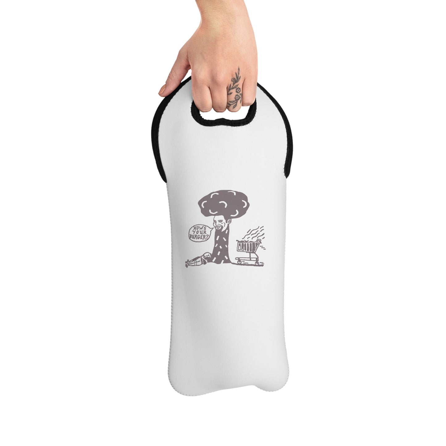 Barkopalooza 2005 - How's Your Burger Wine Tote Bag - Neoprene Insulated | Genius Mangoes