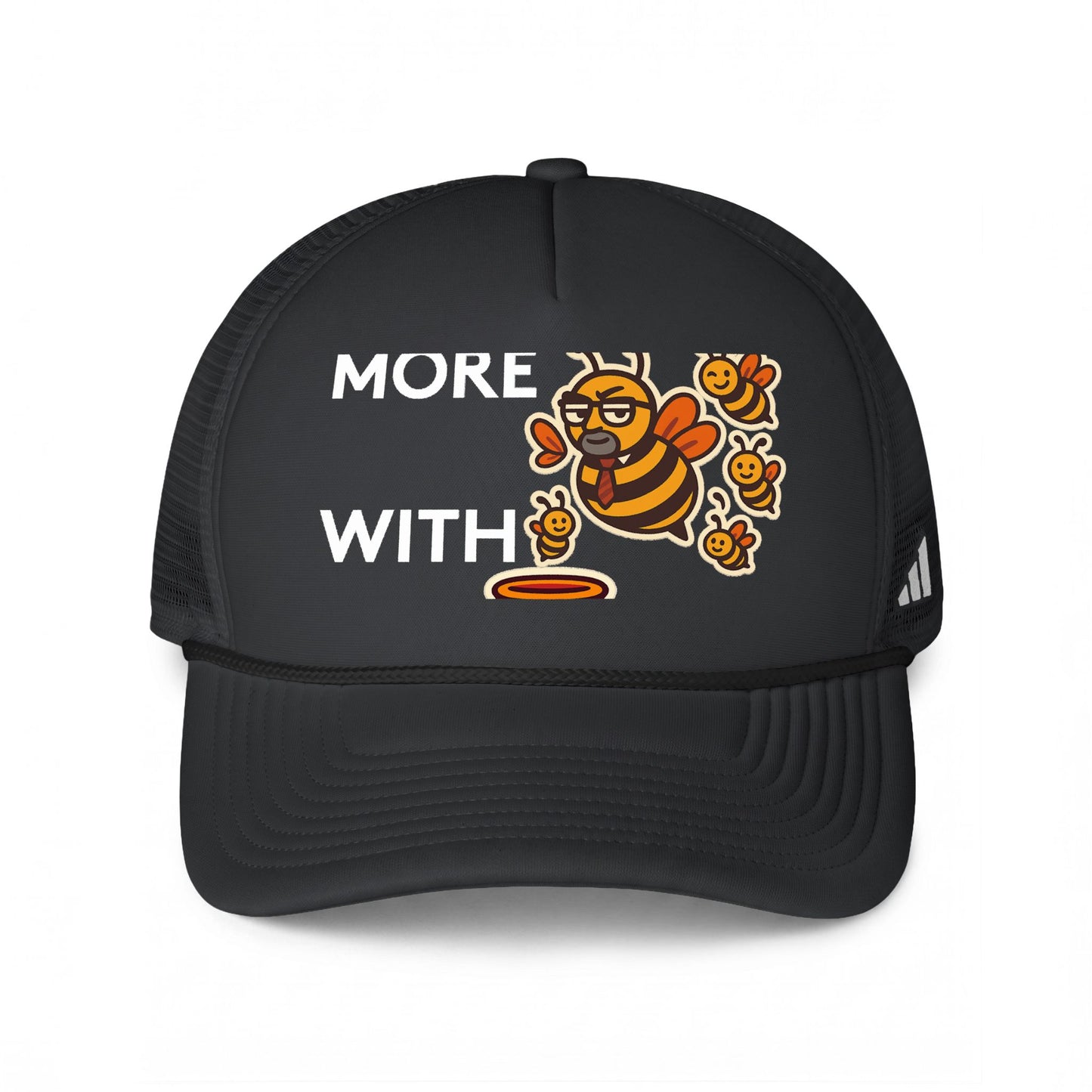 You Catch More Bees with Honey Trucker Hat in Team Dark Grey / Black / White | Genius Mangoes