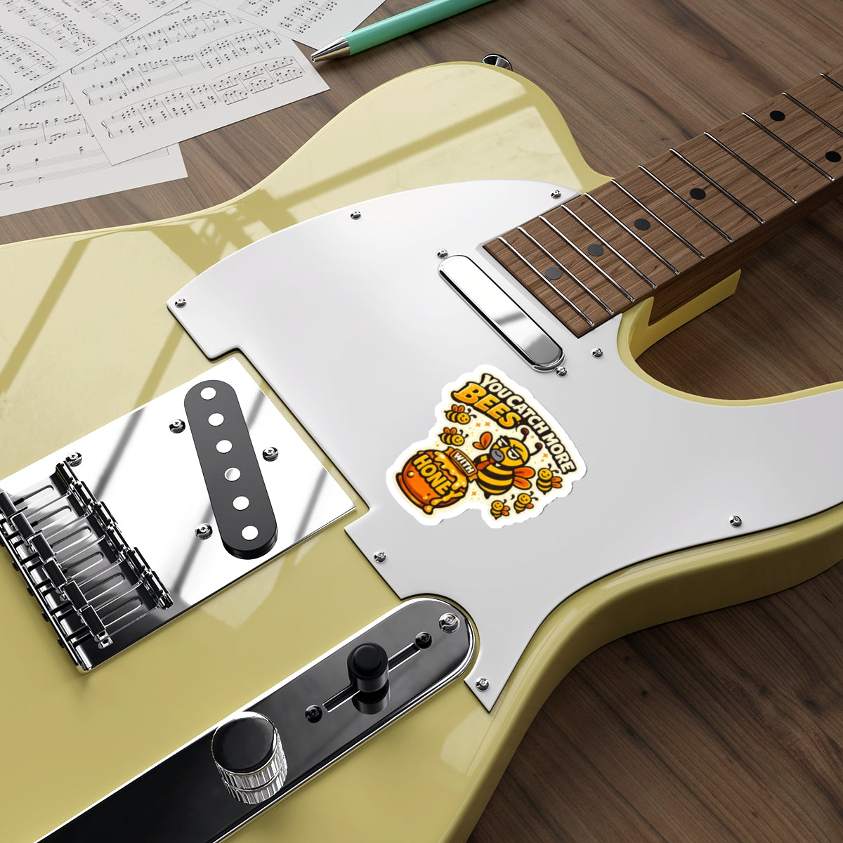 You Catch More Bees with Honey Die-Cut Sticker - Waterproof Vinyl Decal | Genius Mangoes