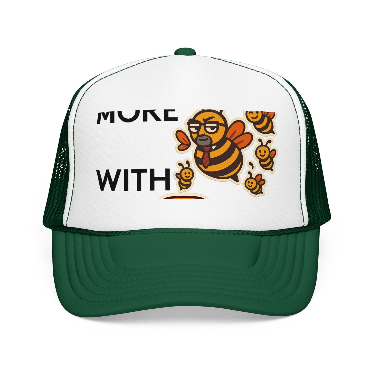 You Catch More Bees with Honey Foam Trucker Hat in Kelly/ White/ Kelly | Genius Mangoes