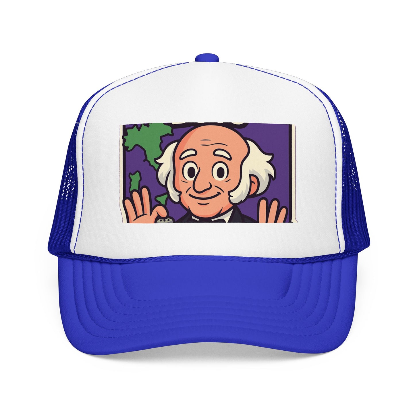 The Van Buren Boys Foam Trucker Hat in Royal / White / Royal | Genius Mangoes