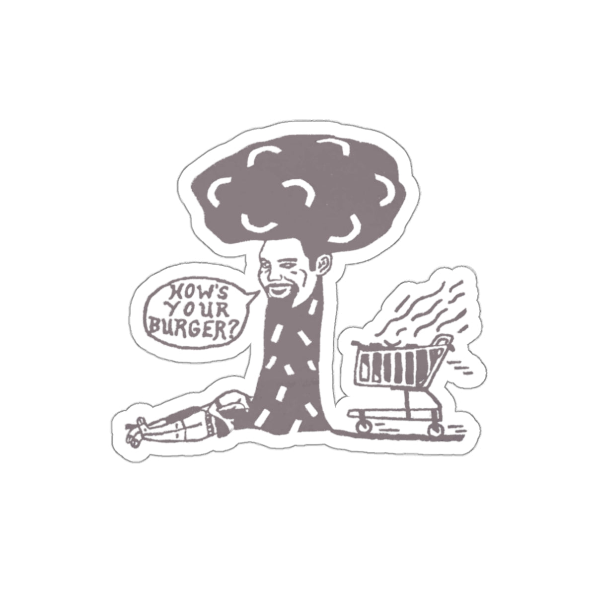 Barkopalooza 2005 - How's Your Burger Die-Cut Sticker - 3 inch waterproof vinyl decal | Genius Mangoes