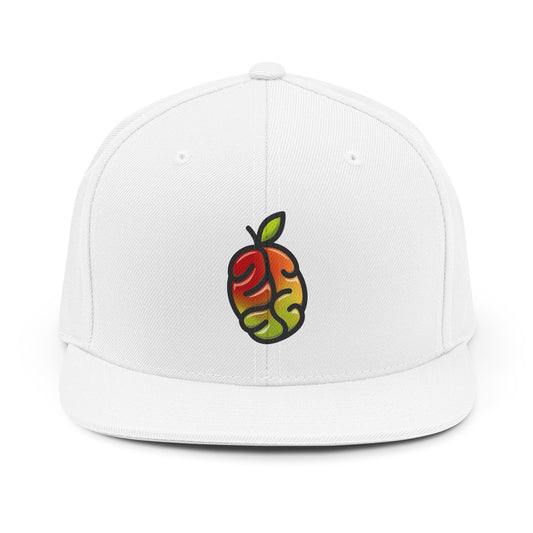 Genius Mangoes Logo Snapback Hat in White | Genius Mangoes