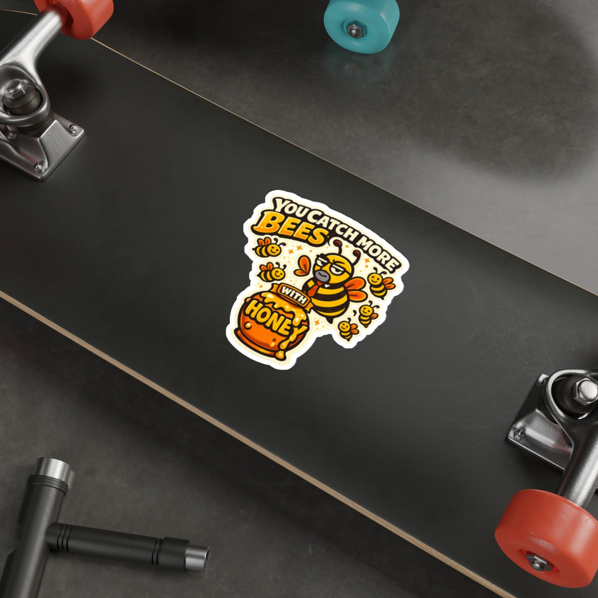 You Catch More Bees with Honey Die-Cut Sticker - Waterproof Vinyl Decal | Genius Mangoes