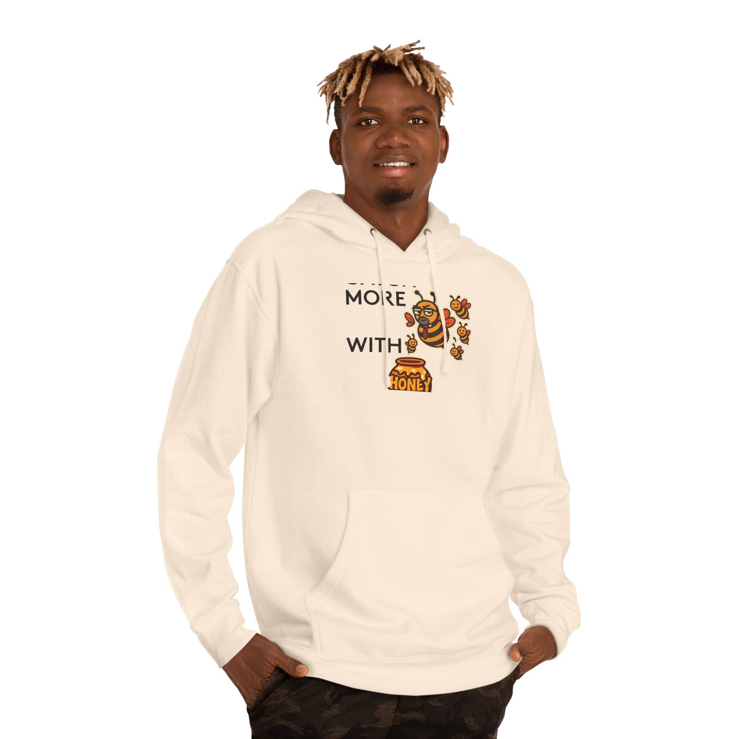 You Catch More Bees with Honey Premium Hoodie - heavyweight pullover | Genius Mangoes