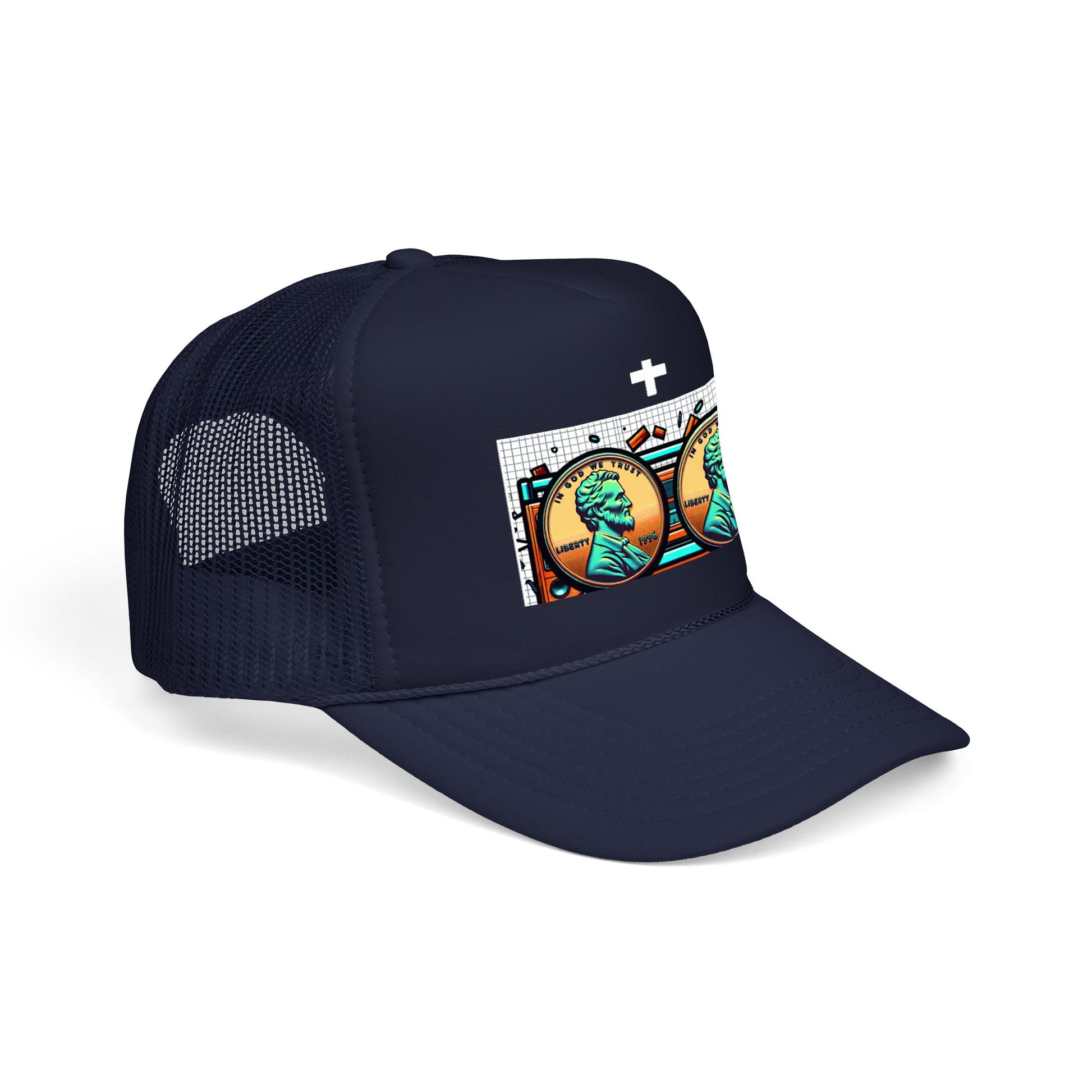 Nine Five Plus Four Pennies Foam Trucker Hat - lifestyle view | Genius Mangoes