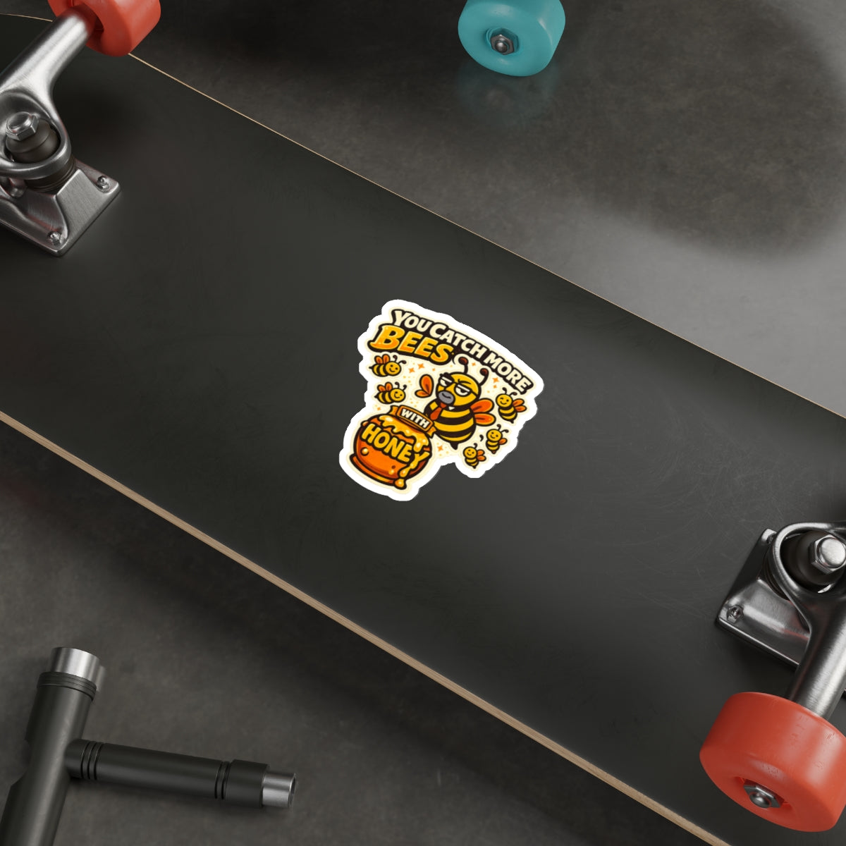 You Catch More Bees with Honey Die-Cut Sticker - Waterproof Vinyl Decal | Genius Mangoes