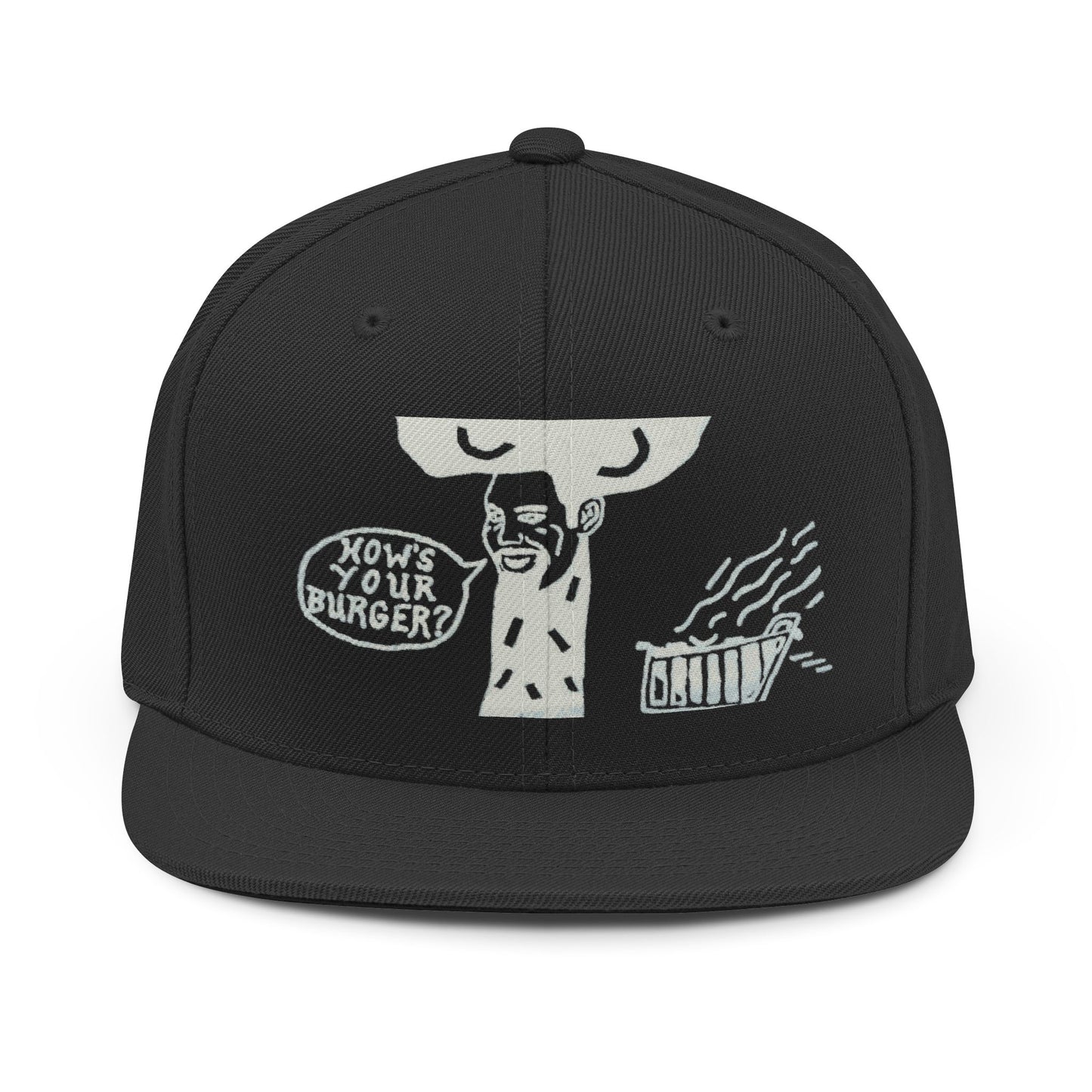 Barkopalooza How's Your Burger Snapback Hat in Black | Genius Mangoes