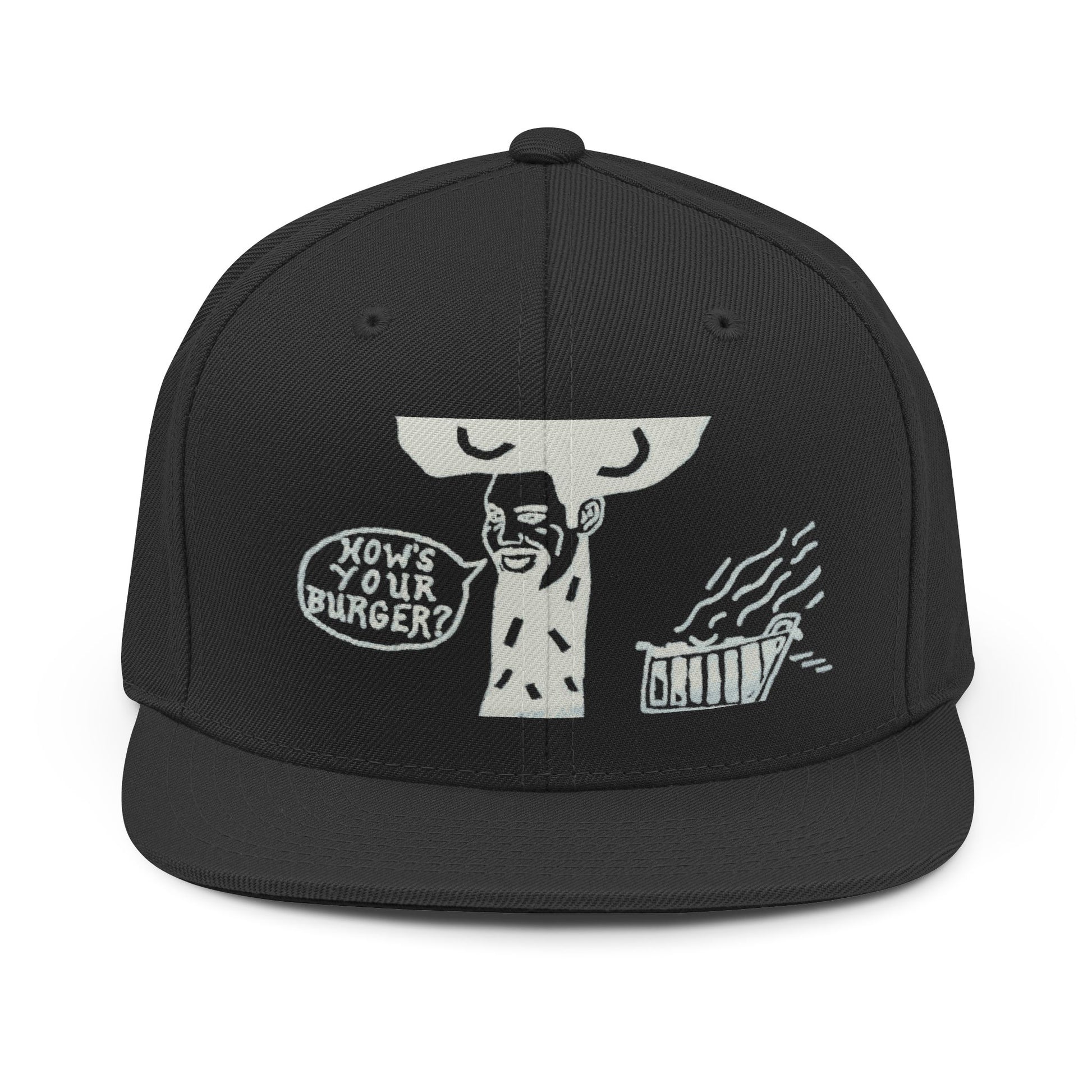 Barkopalooza How's Your Burger Snapback Hat in Black | Genius Mangoes