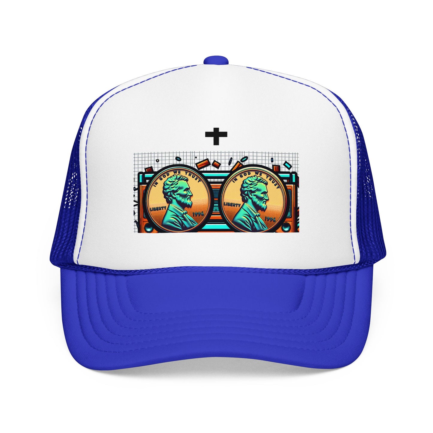Nine Five Plus Four Pennies Foam Trucker Hat in Royal / White / Royal | Genius Mangoes