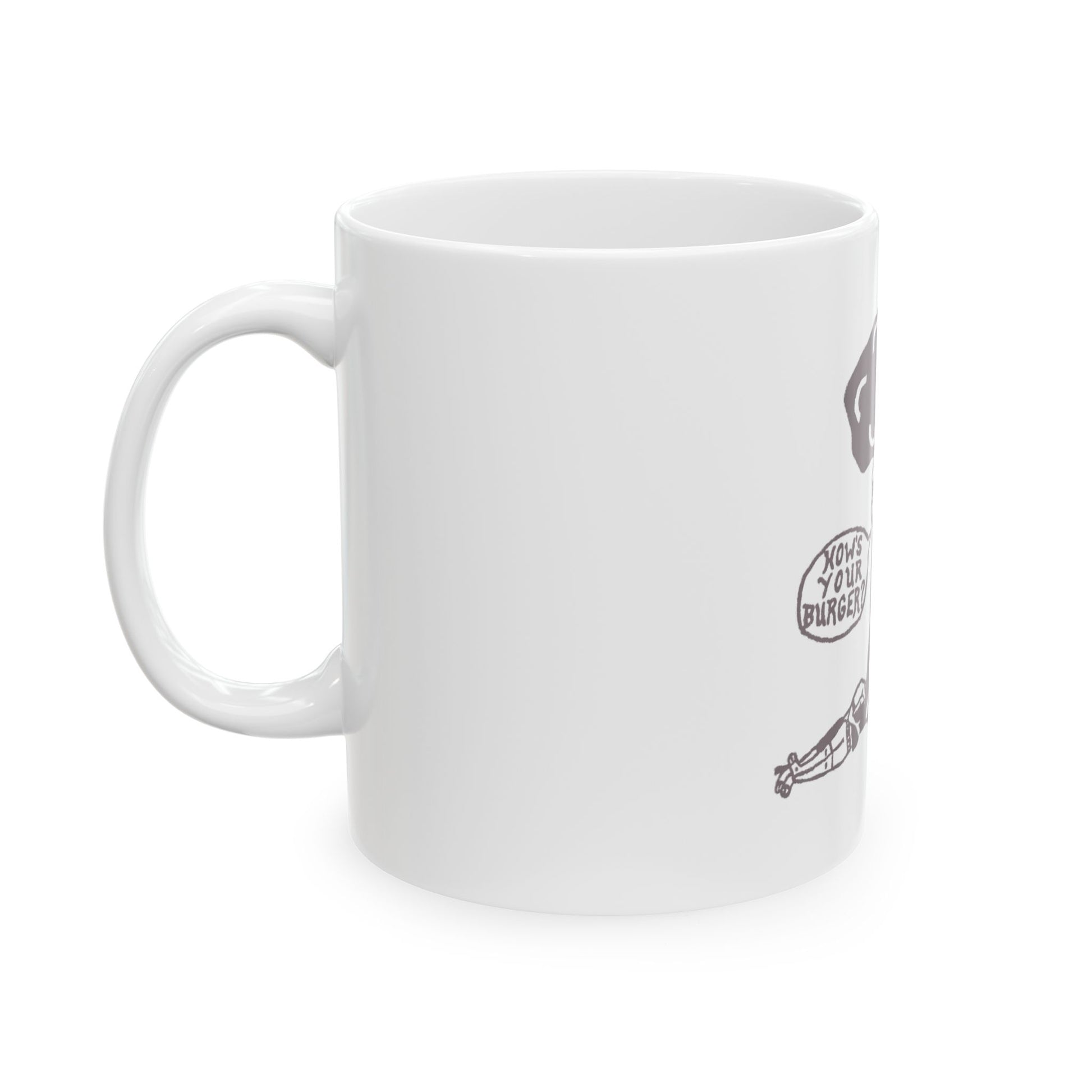 Barkopalooza 2005 - How's Your Burger Coffee Mug - lifestyle view | Genius Mangoes