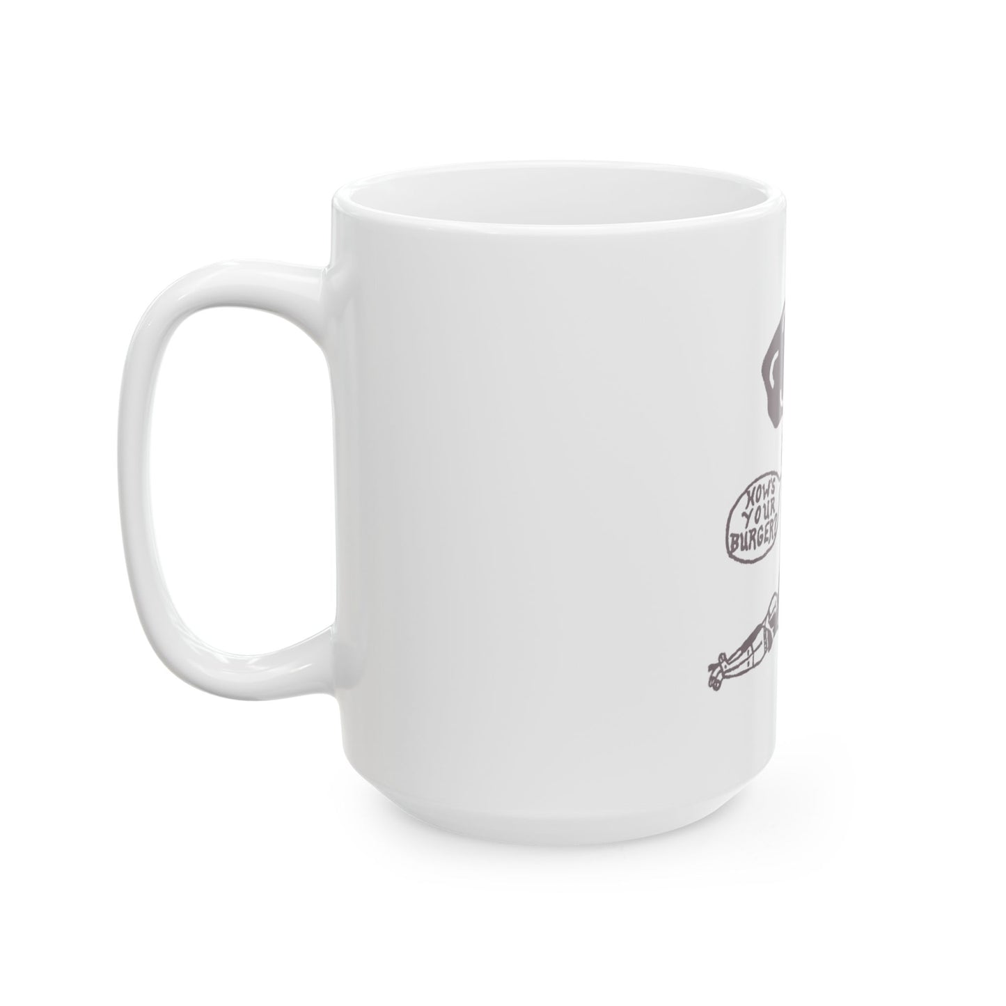 Barkopalooza 2005 - How's Your Burger Coffee Mug - lifestyle view | Genius Mangoes