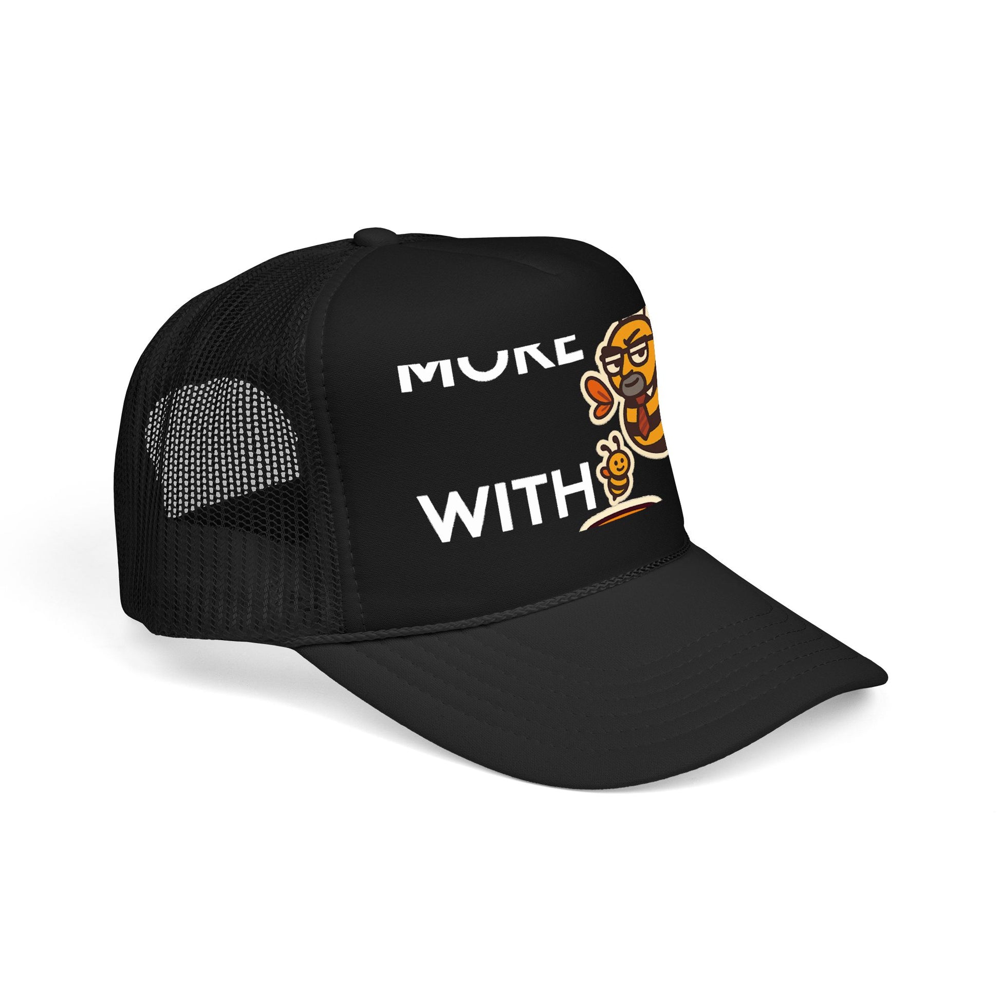 You Catch More Bees with Honey Foam Trucker Hat - lifestyle view | Genius Mangoes