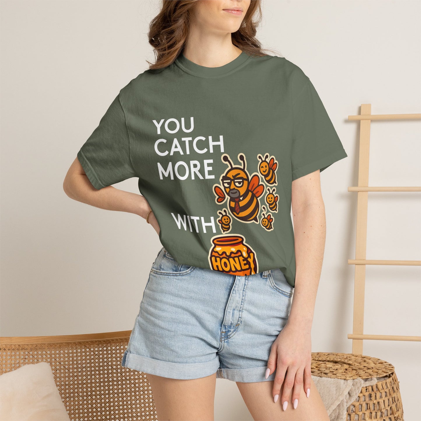 You Catch More Bees with Honey Premium Tee - garment-dyed cotton | Genius Mangoes