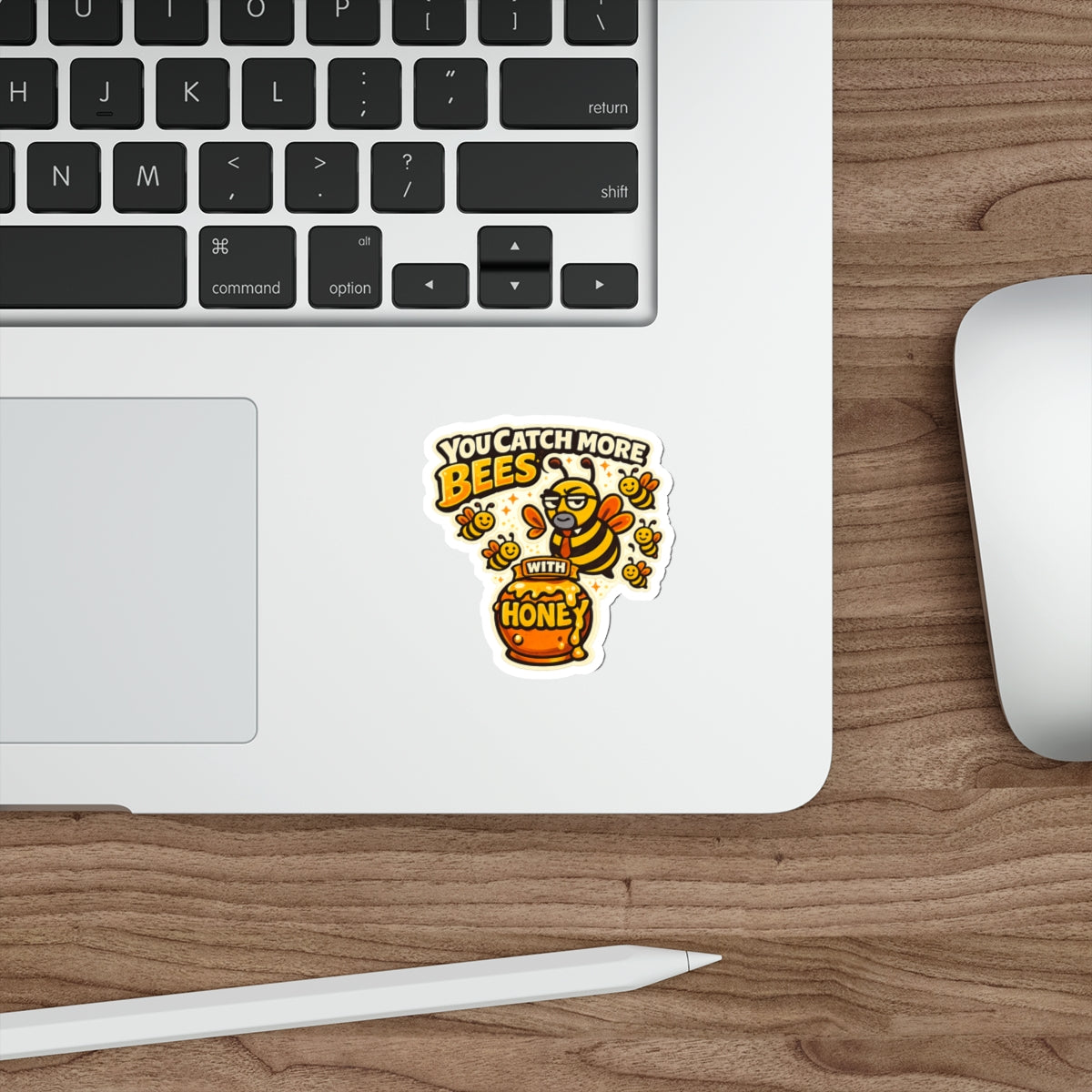 You Catch More Bees with Honey Die-Cut Sticker - Waterproof Vinyl Decal | Genius Mangoes