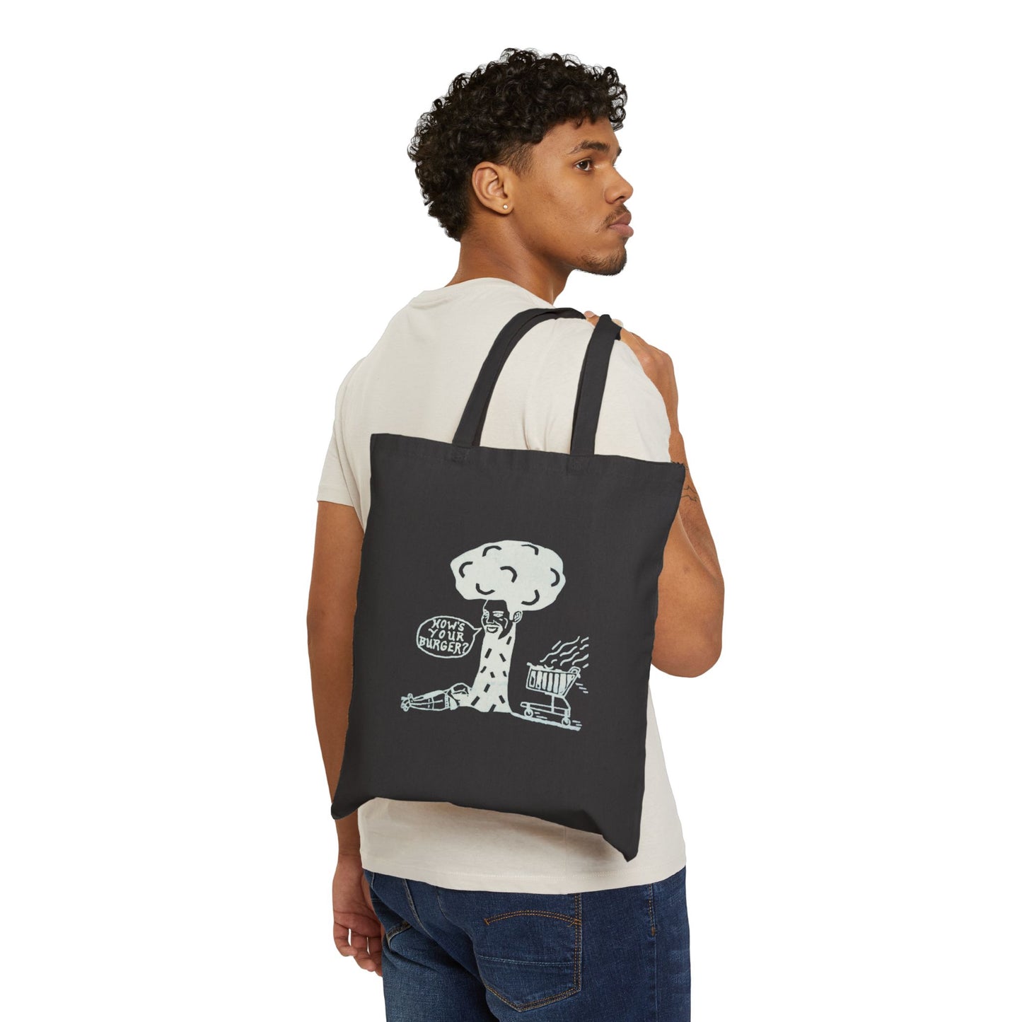 Barkopalooza 2005 - How's Your Burger Heavy Cotton Tote Bag - lifestyle view | Genius Mangoes