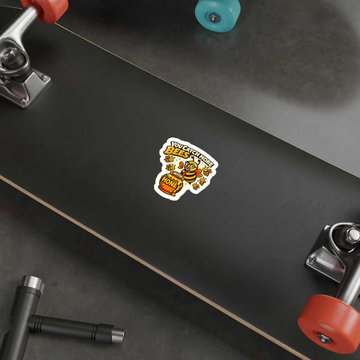 You Catch More Bees with Honey Die-Cut Sticker - Waterproof Vinyl Decal | Genius Mangoes