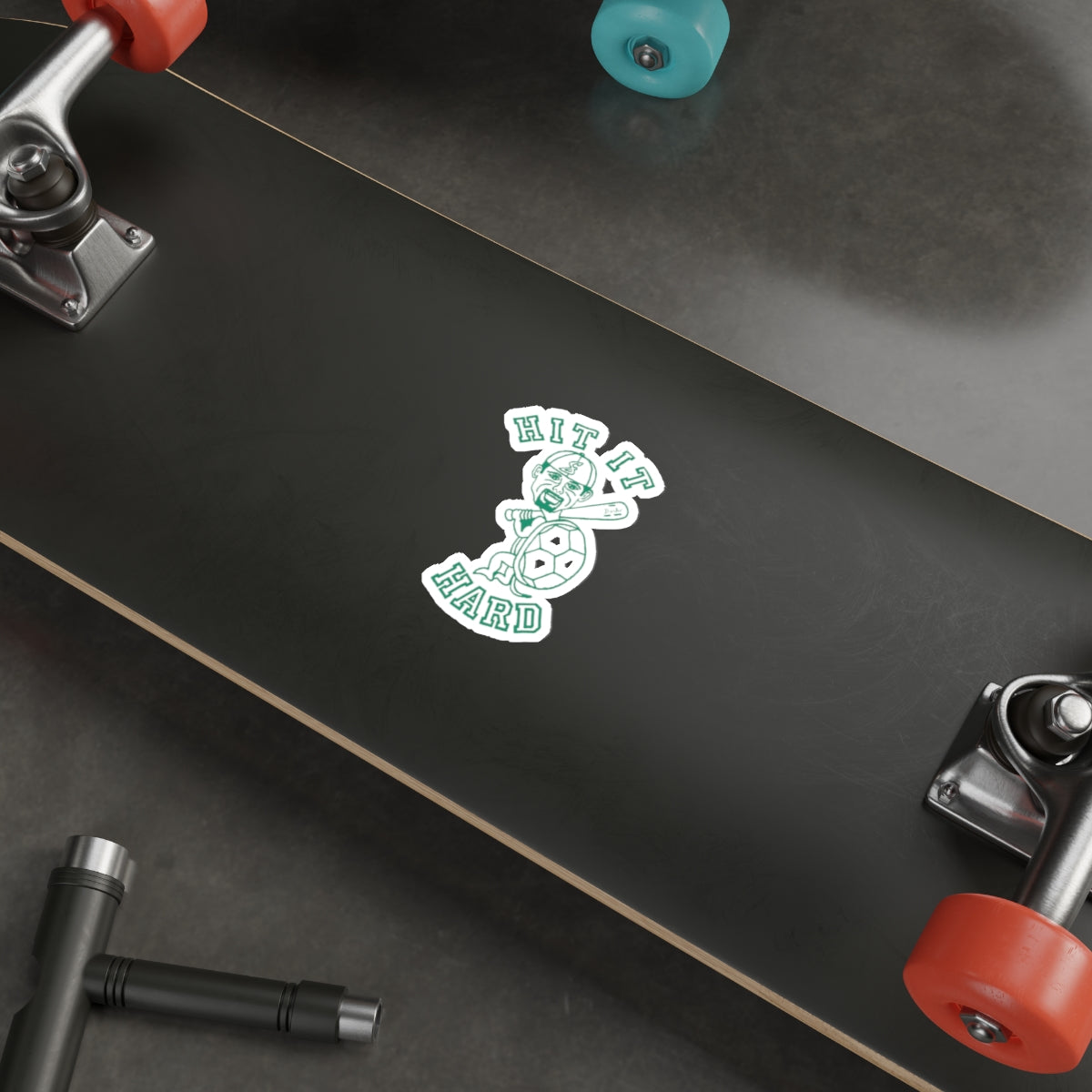 Barkopalooza - Hit it Hard Die-Cut Sticker - lifestyle view | Genius Mangoes