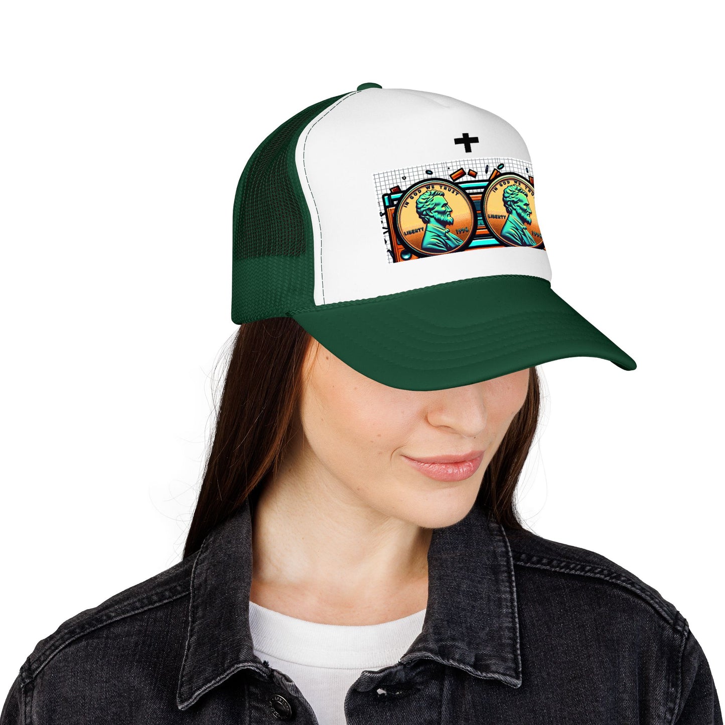 Nine Five Plus Four Pennies Foam Trucker Hat - lifestyle view | Genius Mangoes