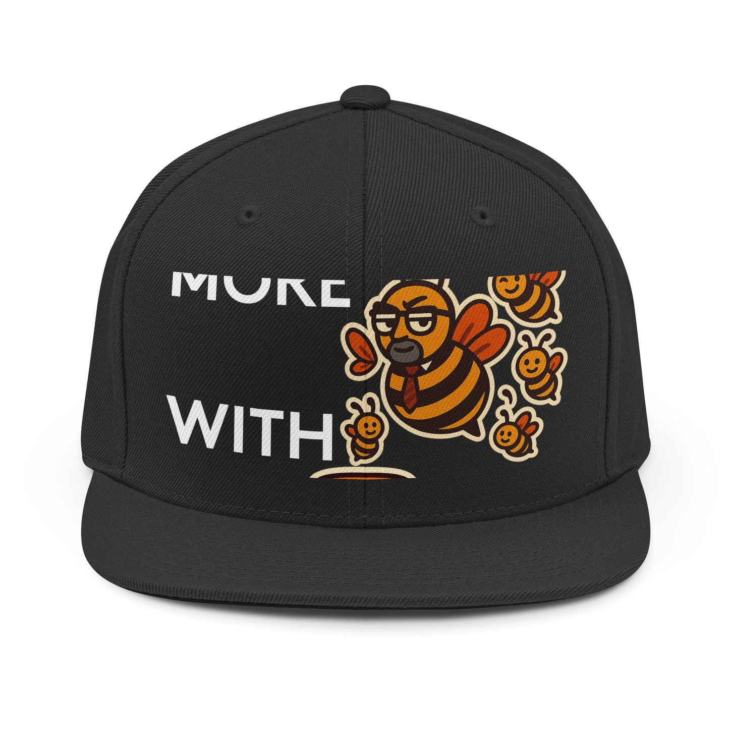 You Catch More Bees with Honey Snapback Hat in Black | Genius Mangoes