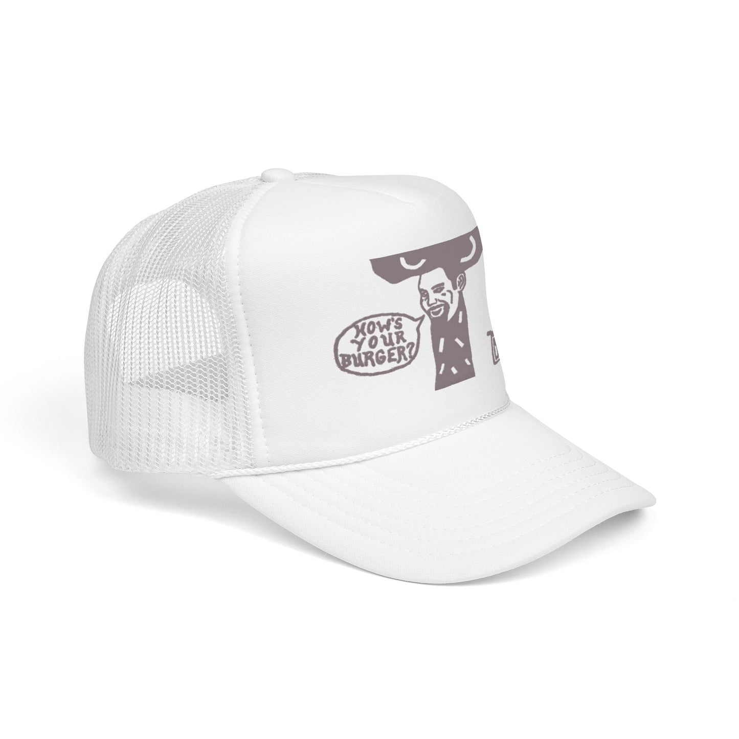 Barkopalooza How's Your Burger Foam Trucker Hat - lifestyle view | Genius Mangoes
