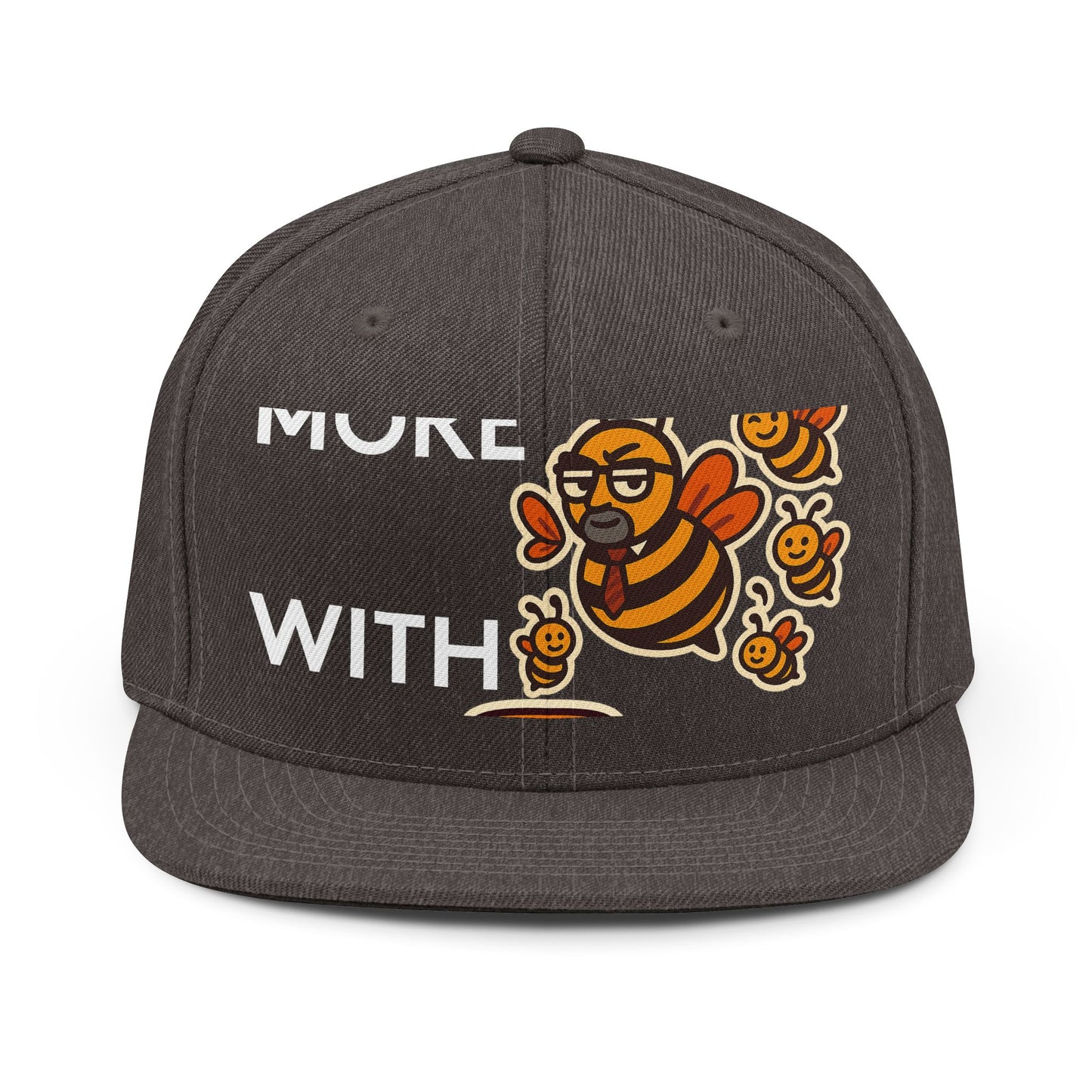You Catch More Bees with Honey Snapback Hat in Dark Heather | Genius Mangoes