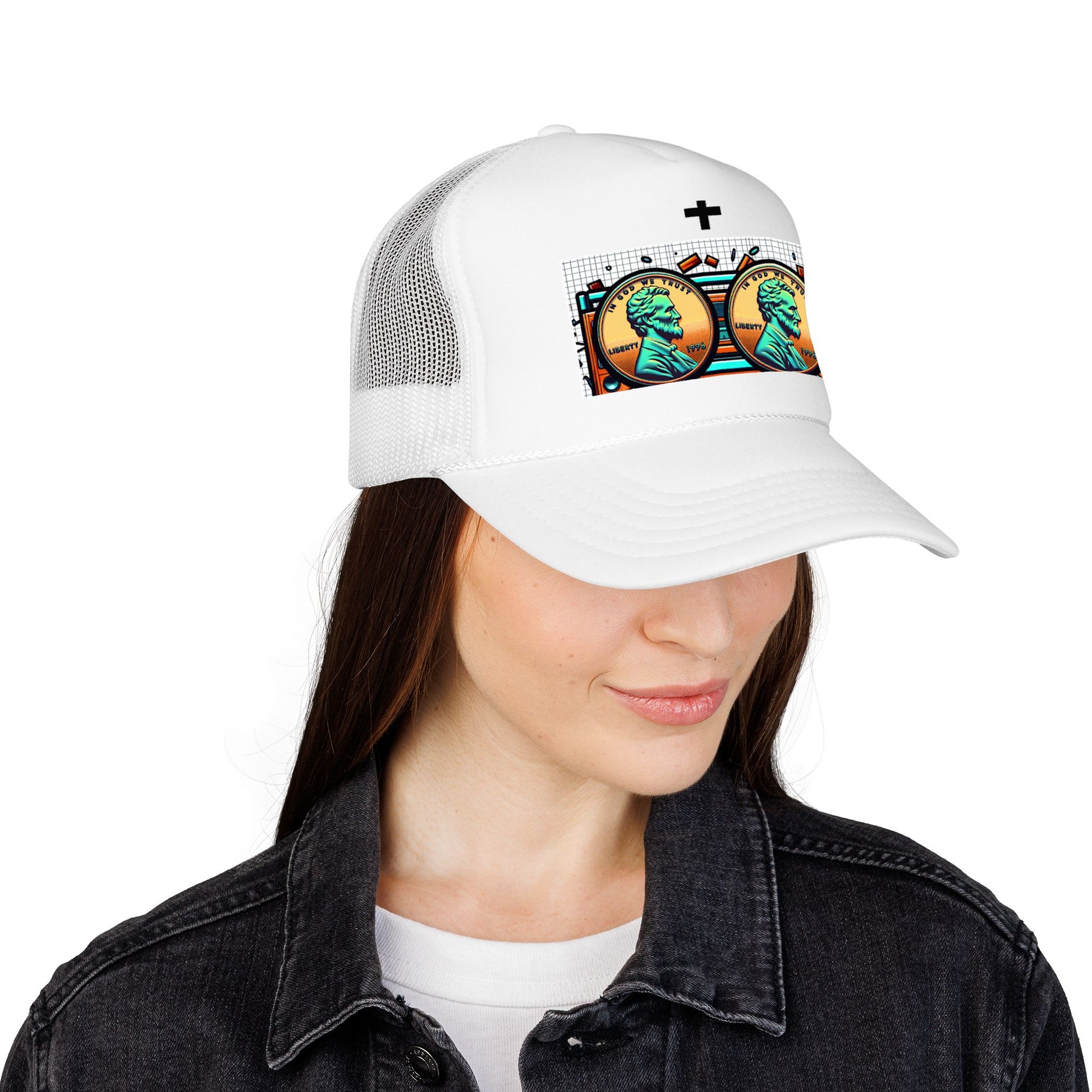 Nine Five Plus Four Pennies Foam Trucker Hat - lifestyle view | Genius Mangoes