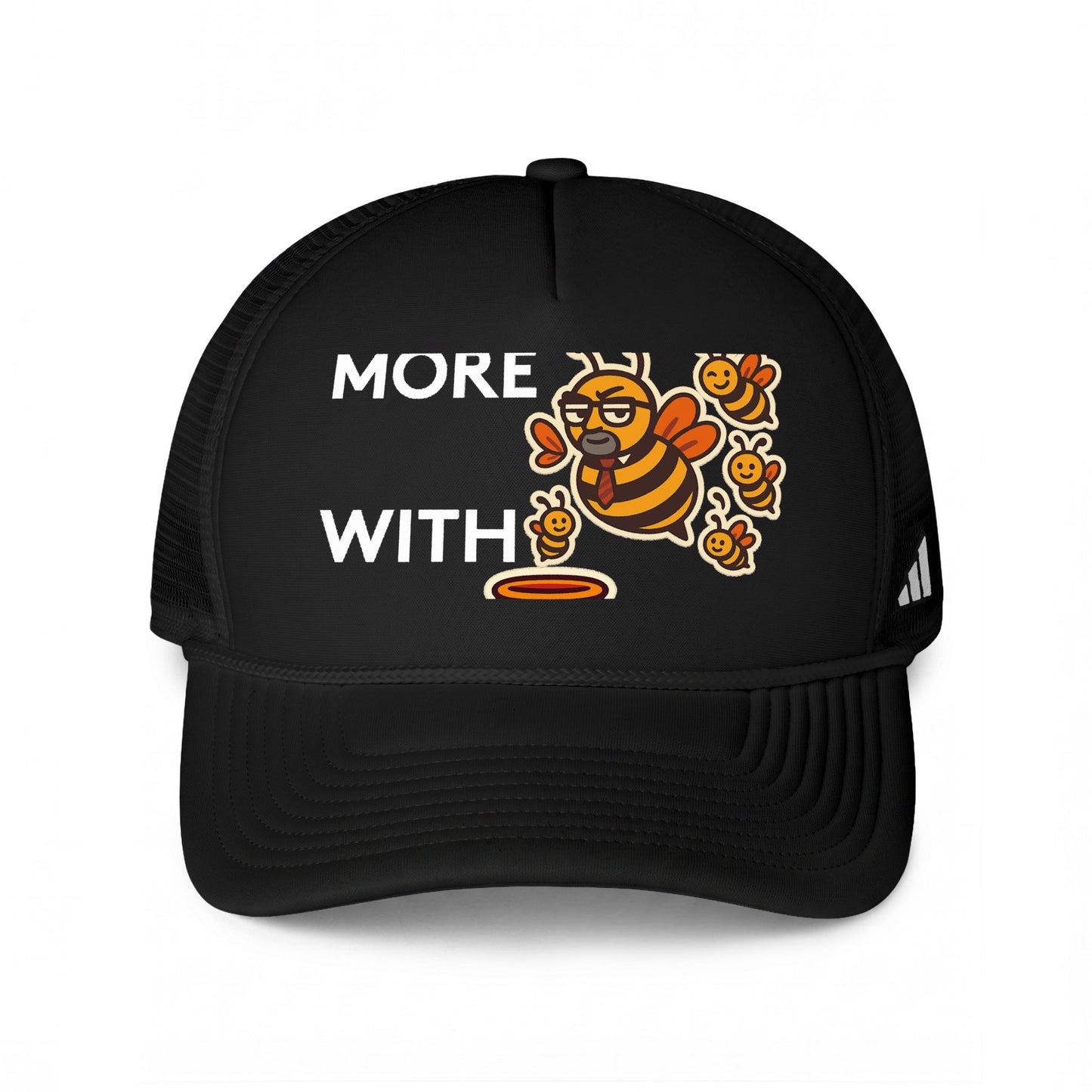You Catch More Bees with Honey Trucker Hat in Black / White | Genius Mangoes