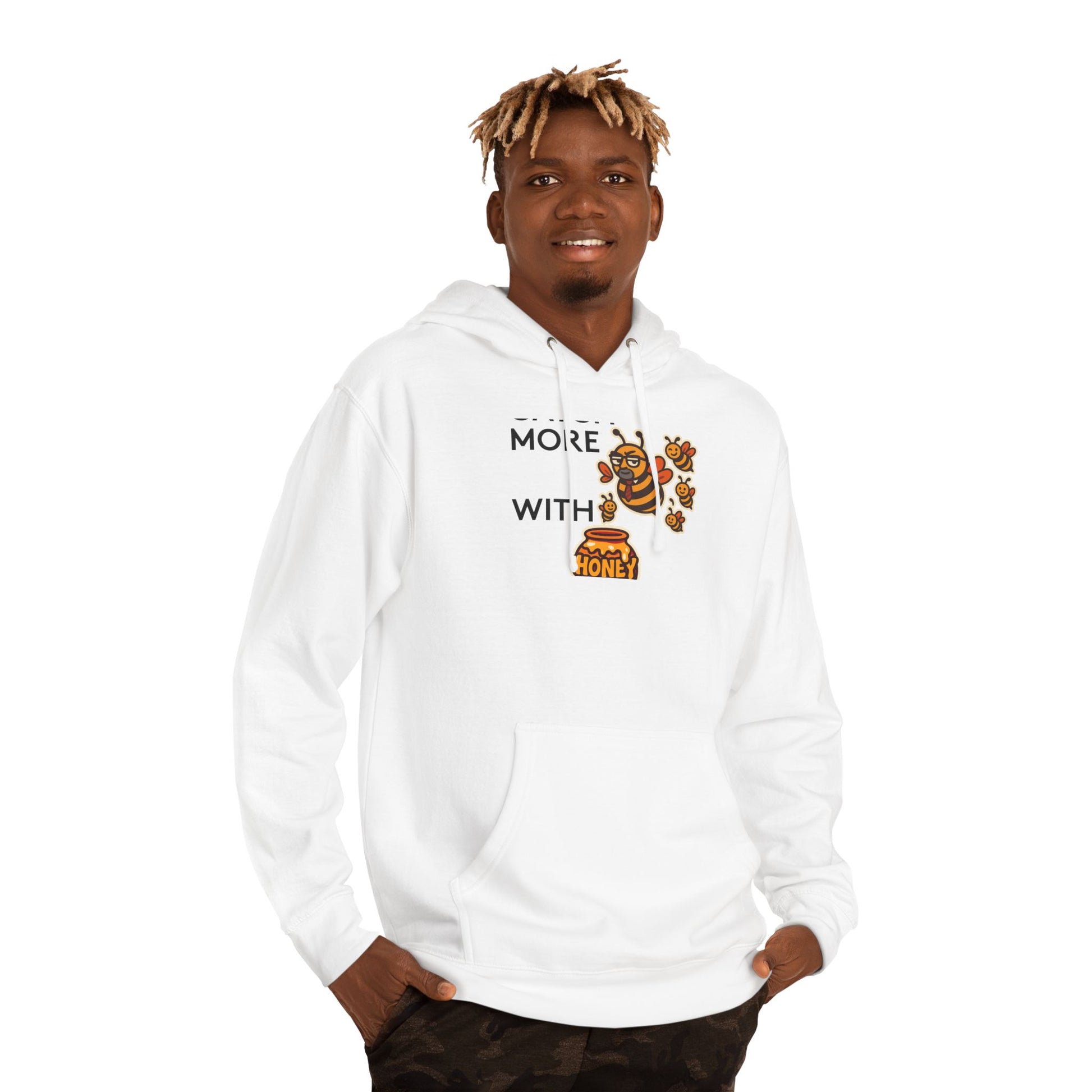 You Catch More Bees with Honey Premium Hoodie - heavyweight pullover | Genius Mangoes