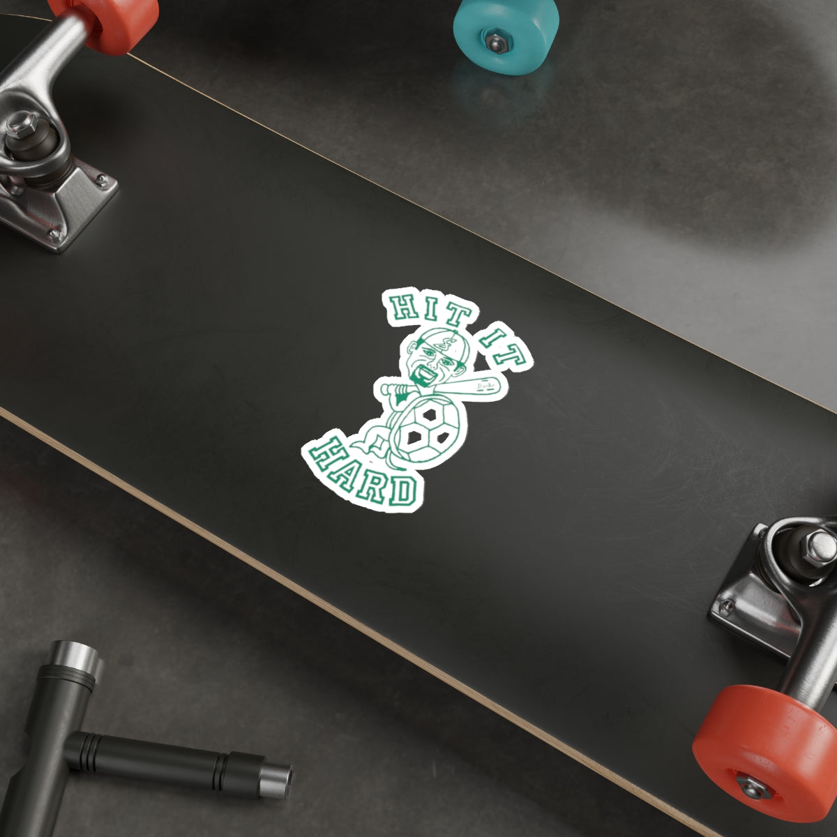 Barkopalooza - Hit it Hard Die-Cut Sticker - lifestyle view | Genius Mangoes