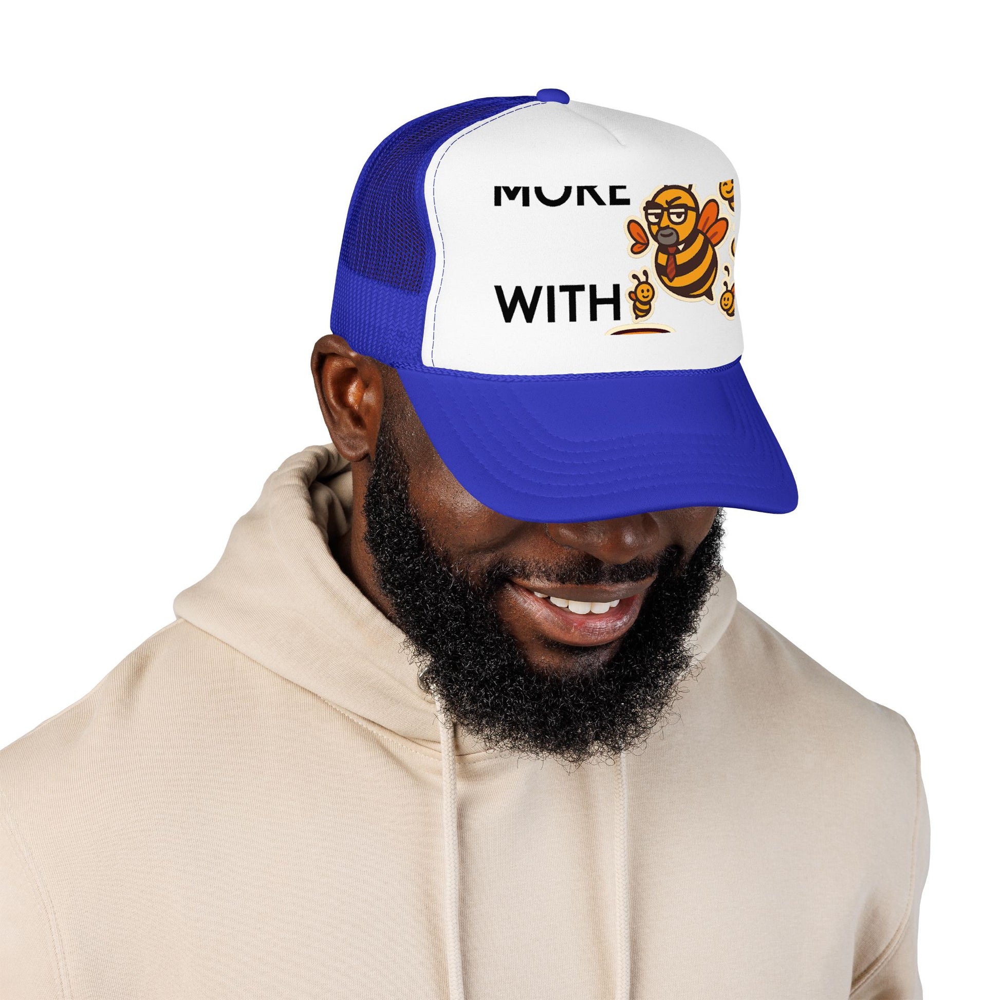 You Catch More Bees with Honey Foam Trucker Hat - lifestyle view | Genius Mangoes