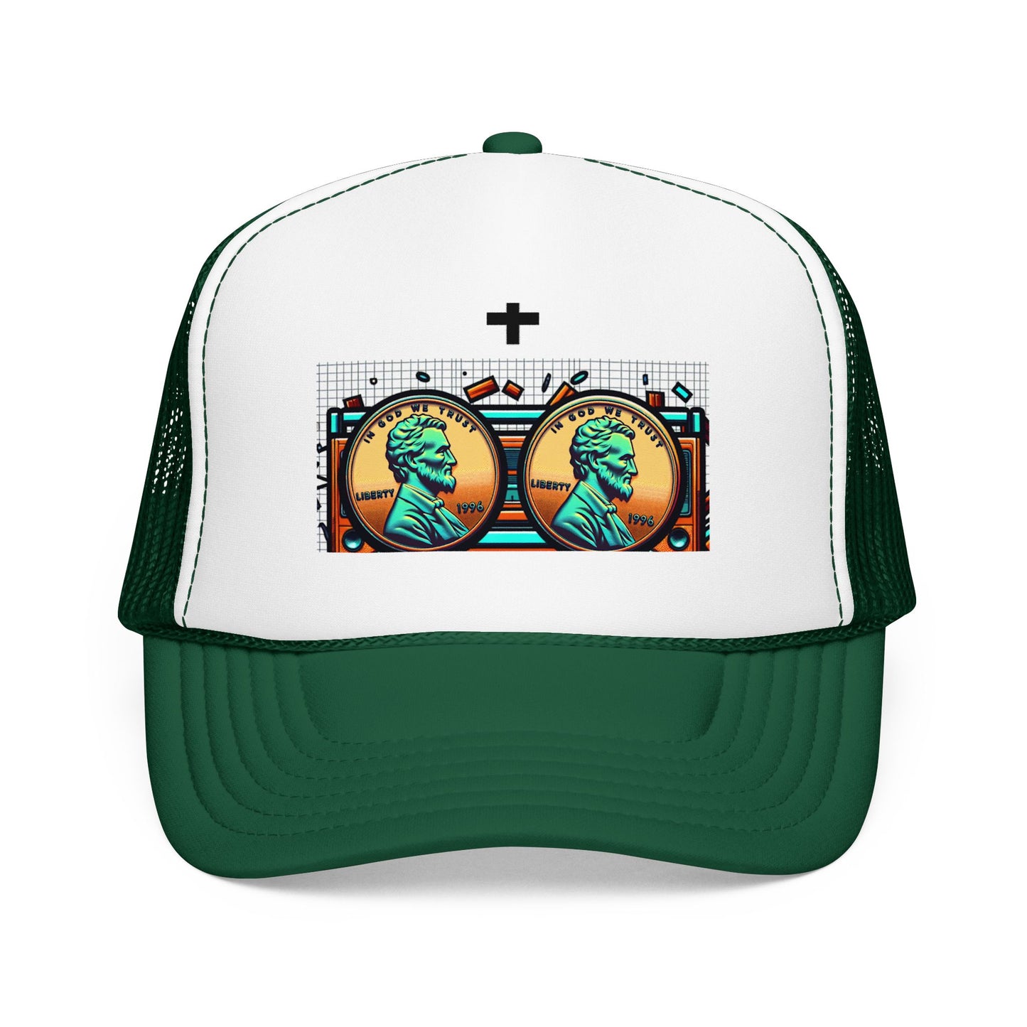Nine Five Plus Four Pennies Foam Trucker Hat in Kelly/ White/ Kelly | Genius Mangoes