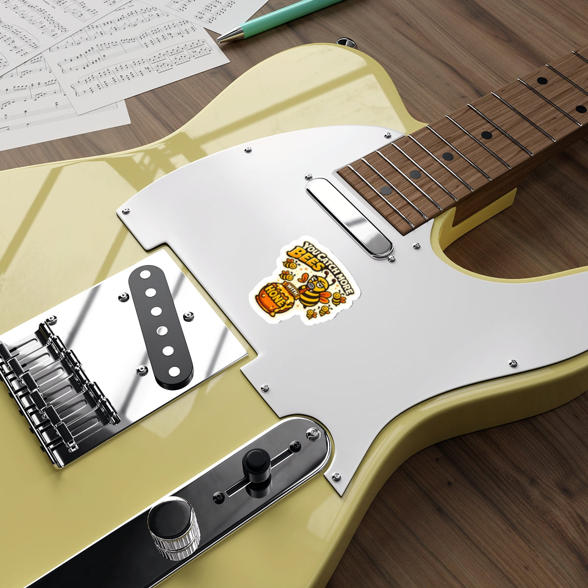 You Catch More Bees with Honey Die-Cut Sticker - Waterproof Vinyl Decal | Genius Mangoes