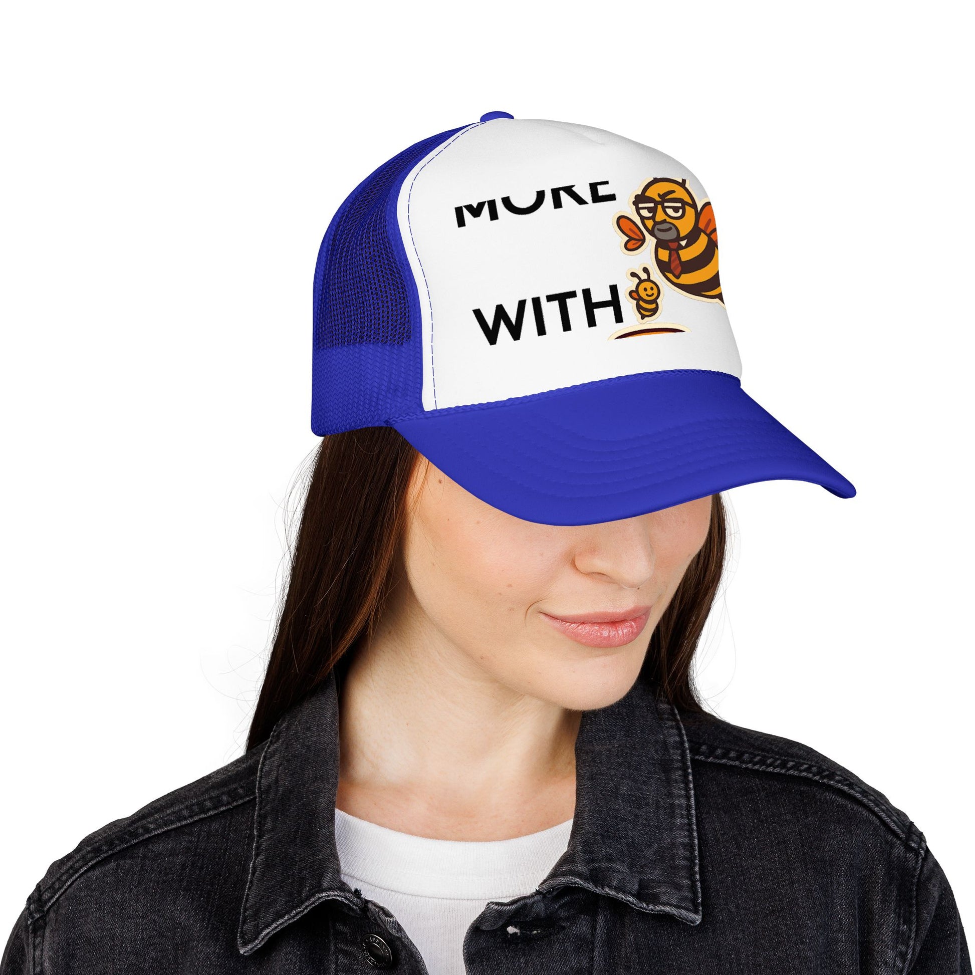 You Catch More Bees with Honey Foam Trucker Hat - lifestyle view | Genius Mangoes