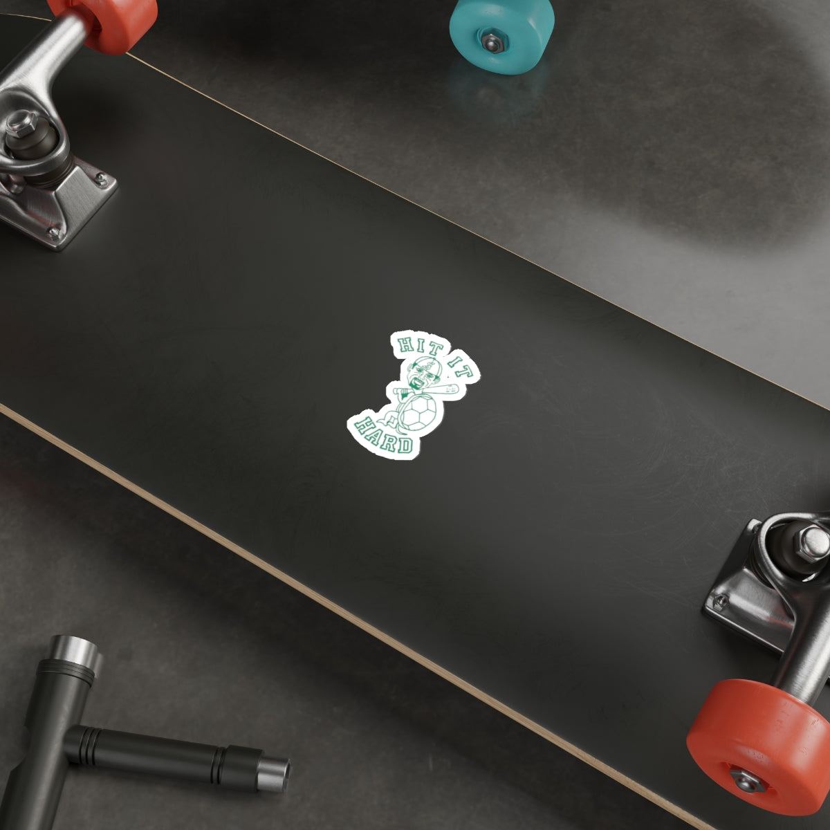 Barkopalooza - Hit it Hard Die-Cut Sticker - lifestyle view | Genius Mangoes