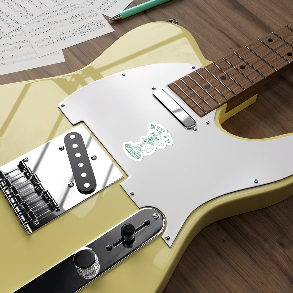 Barkopalooza - Hit it Hard Die-Cut Sticker - lifestyle view | Genius Mangoes