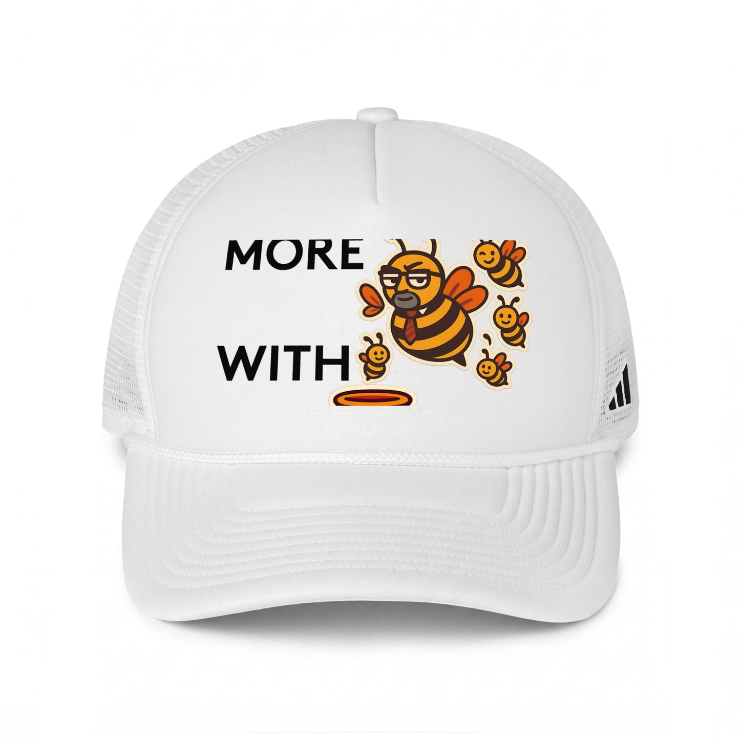 You Catch More Bees with Honey Trucker Hat in White / Black | Genius Mangoes