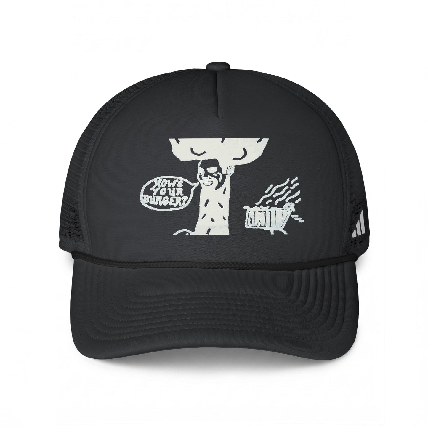 Barkopalooza How's Your Burger Trucker Hat in Team Dark Grey / Black / White | Genius Mangoes