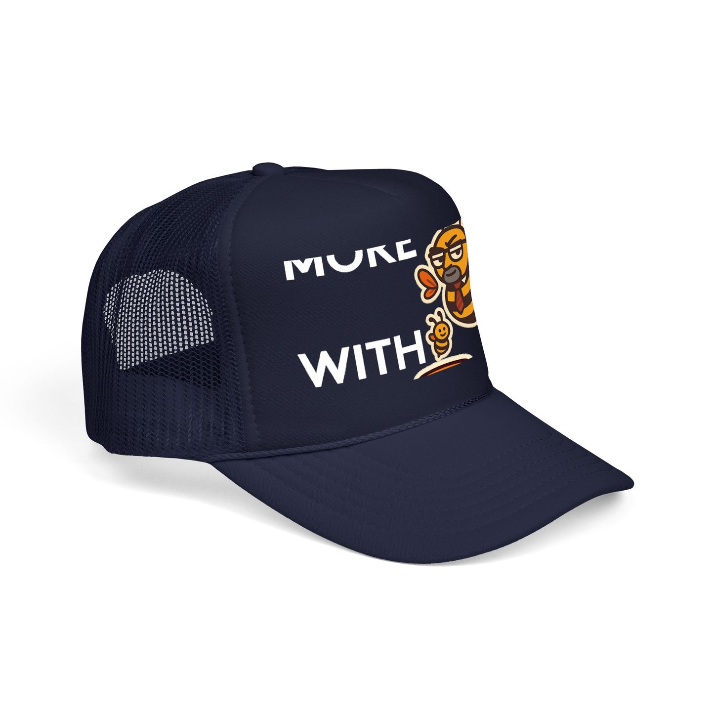 You Catch More Bees with Honey Foam Trucker Hat - lifestyle view | Genius Mangoes