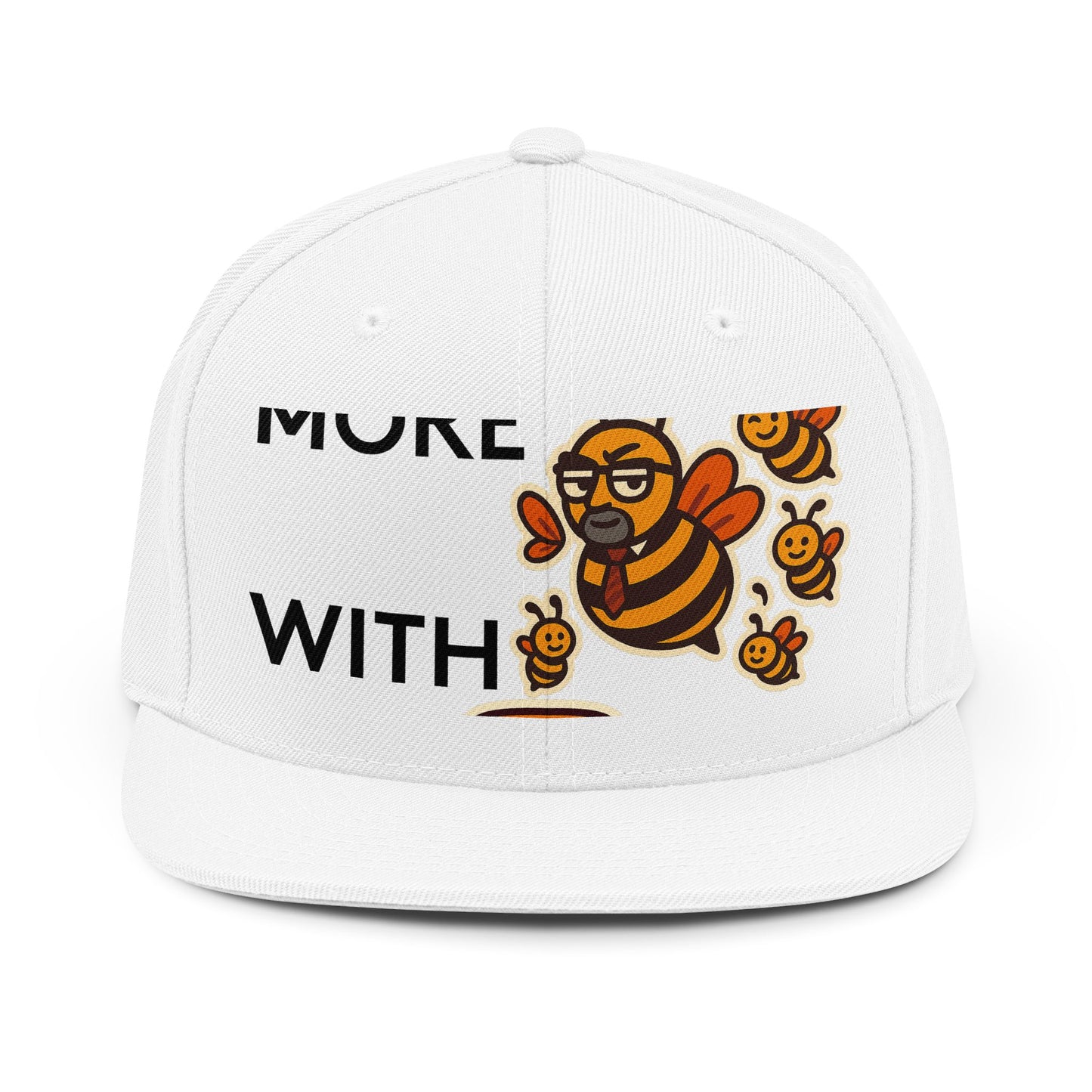 You Catch More Bees with Honey Snapback Hat in White | Genius Mangoes