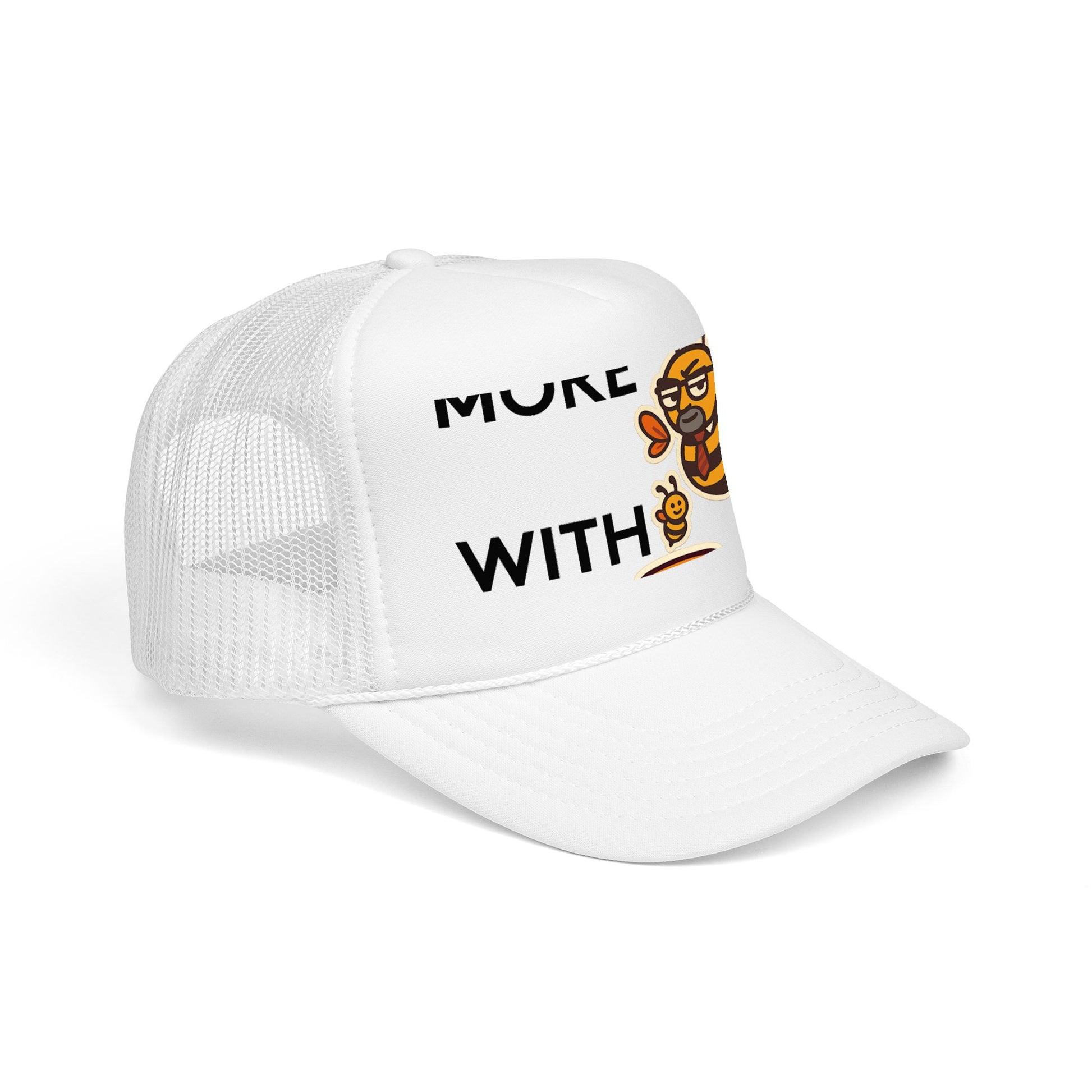 You Catch More Bees with Honey Foam Trucker Hat - lifestyle view | Genius Mangoes