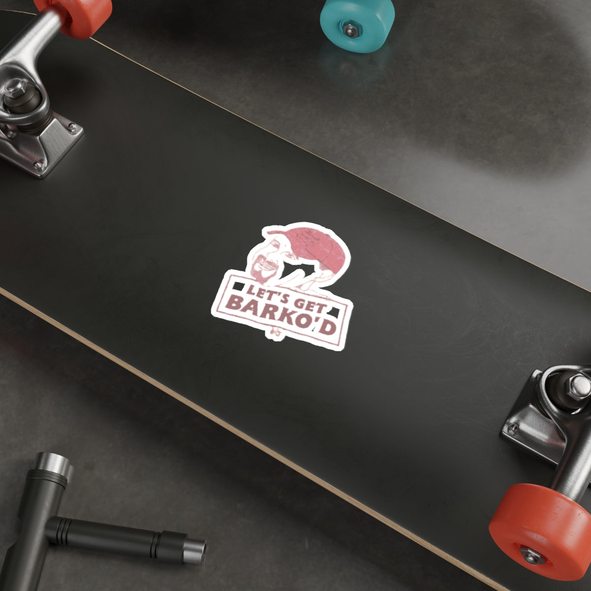 Barkopalooza 1998 - Let's Get Barko'd Die-Cut Sticker - lifestyle view | Genius Mangoes