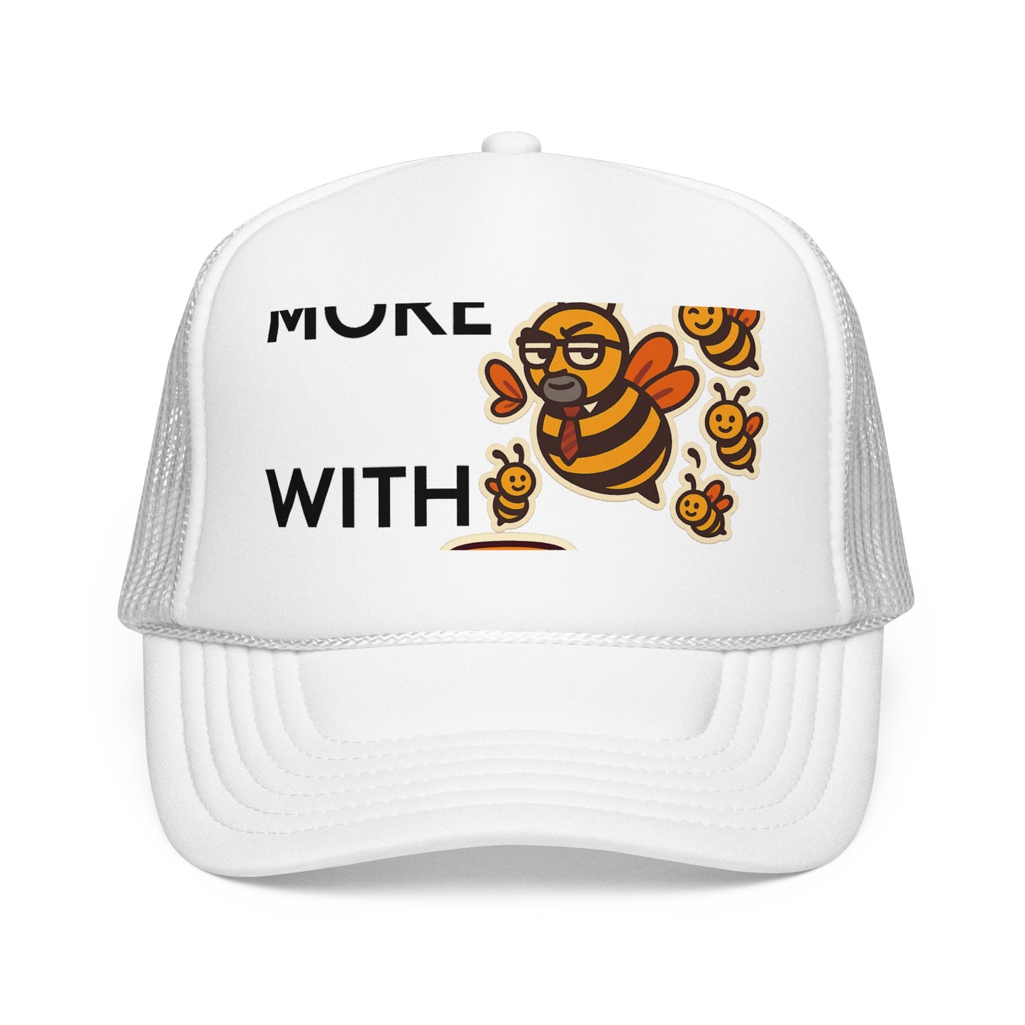 You Catch More Bees with Honey Foam Trucker Hat in White | Genius Mangoes